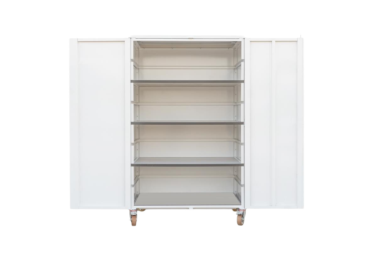 Mobiler ESD-Arbeitsplatz mit Schrank und Tastaturauszug, 750 x 750 mm - Reeco RF-028-750750-4-9003_1