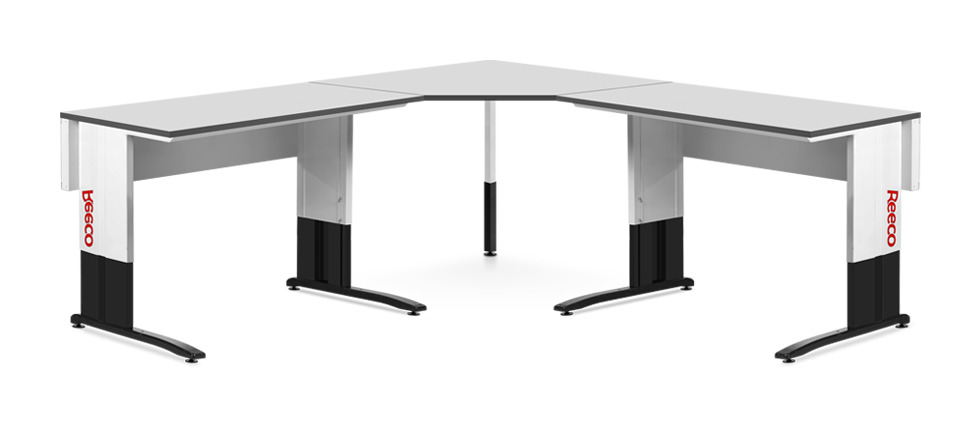 ESD-Eckarbeitsplatte L-Form, 2000 x 2000 mm, Tiefe 900 mm - Reeco RF-005-200200900-7036