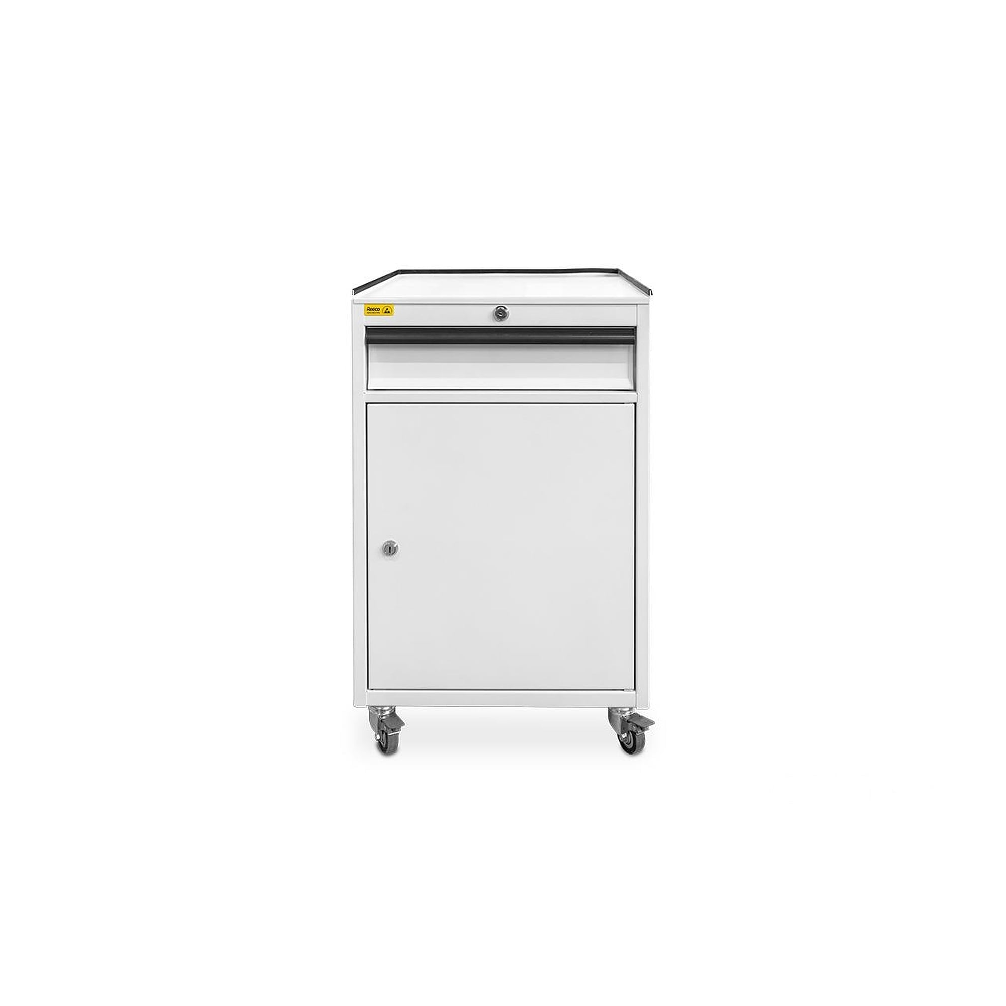 Fahrbarer ESD-Schrank mit Schublade und Flügeltüren, abschließbar - Reeco RF-016-40436-9003
