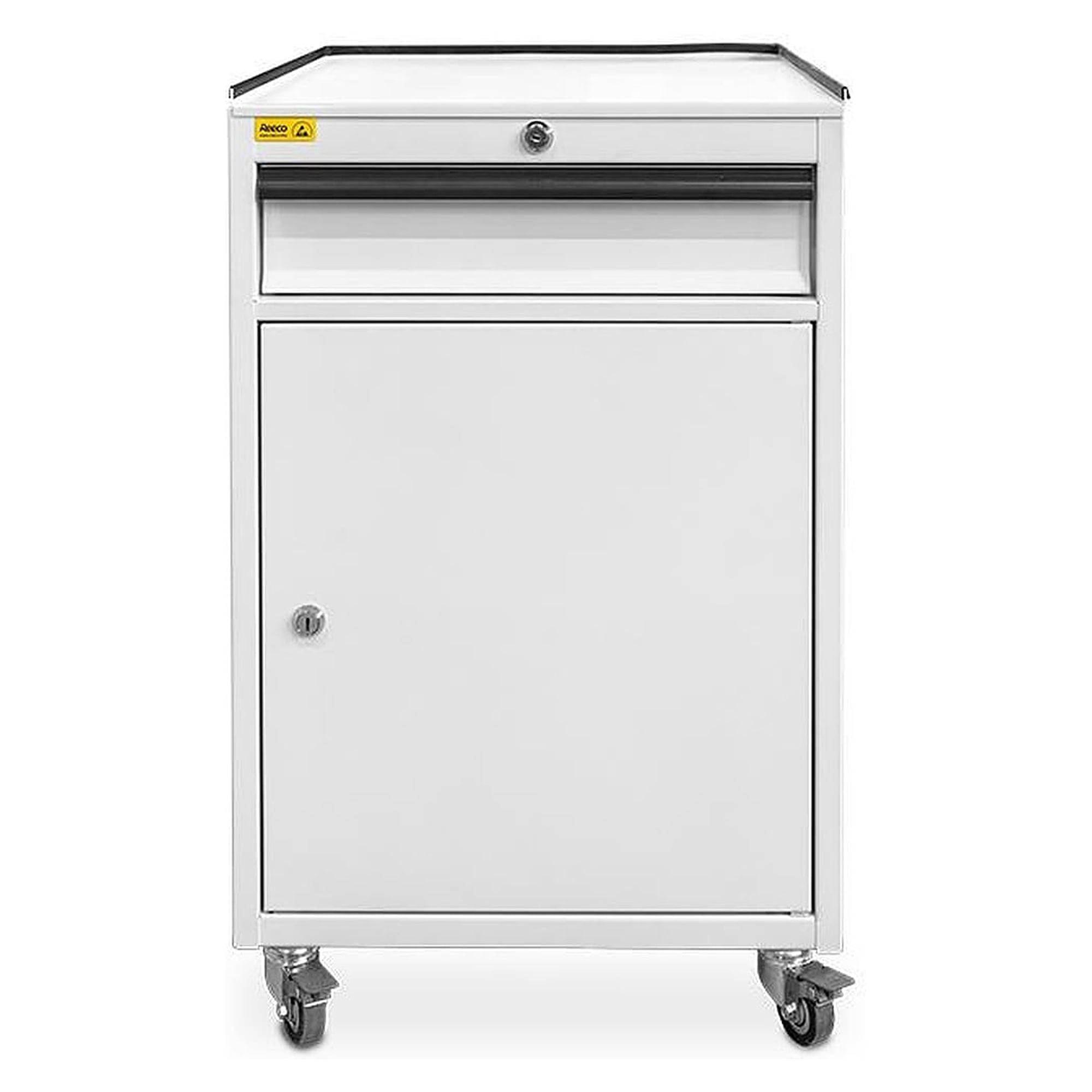 Fahrbarer ESD-Schrank mit Schublade und Flügeltüren, abschließbar - Reeco RF-016-40436-9003