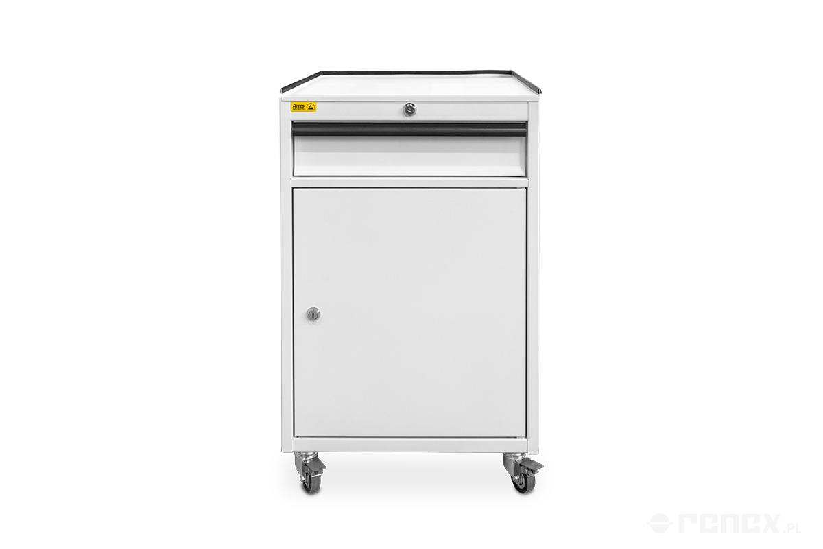 Fahrbarer ESD-Schrank mit Schublade und Flügeltüren, abschließbar - Reeco RF-016-40436-9003