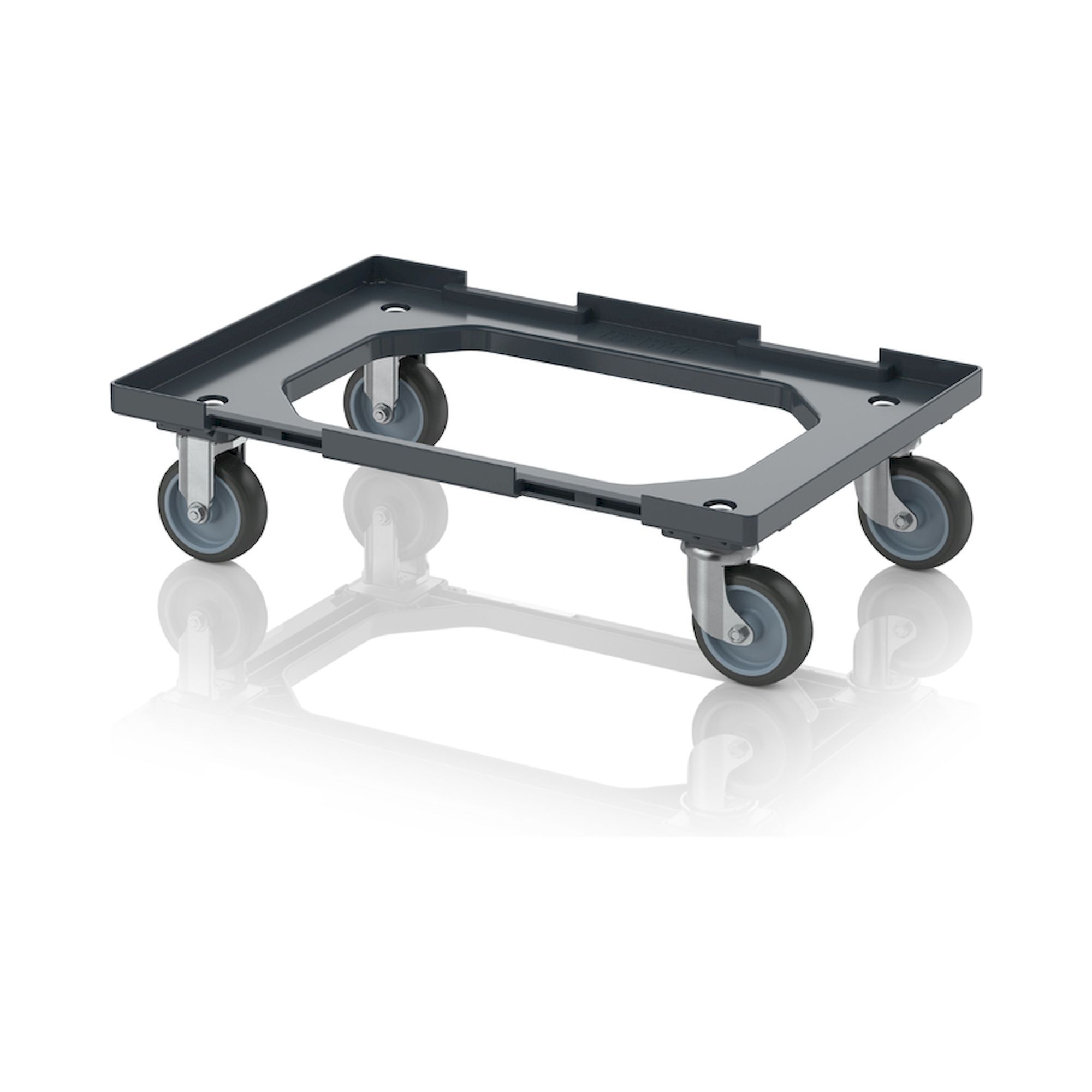 Auer RO V 64 GU BO.L-7016. Transportroller Kompakt mit Verknüpfungssystem und Gummirädern