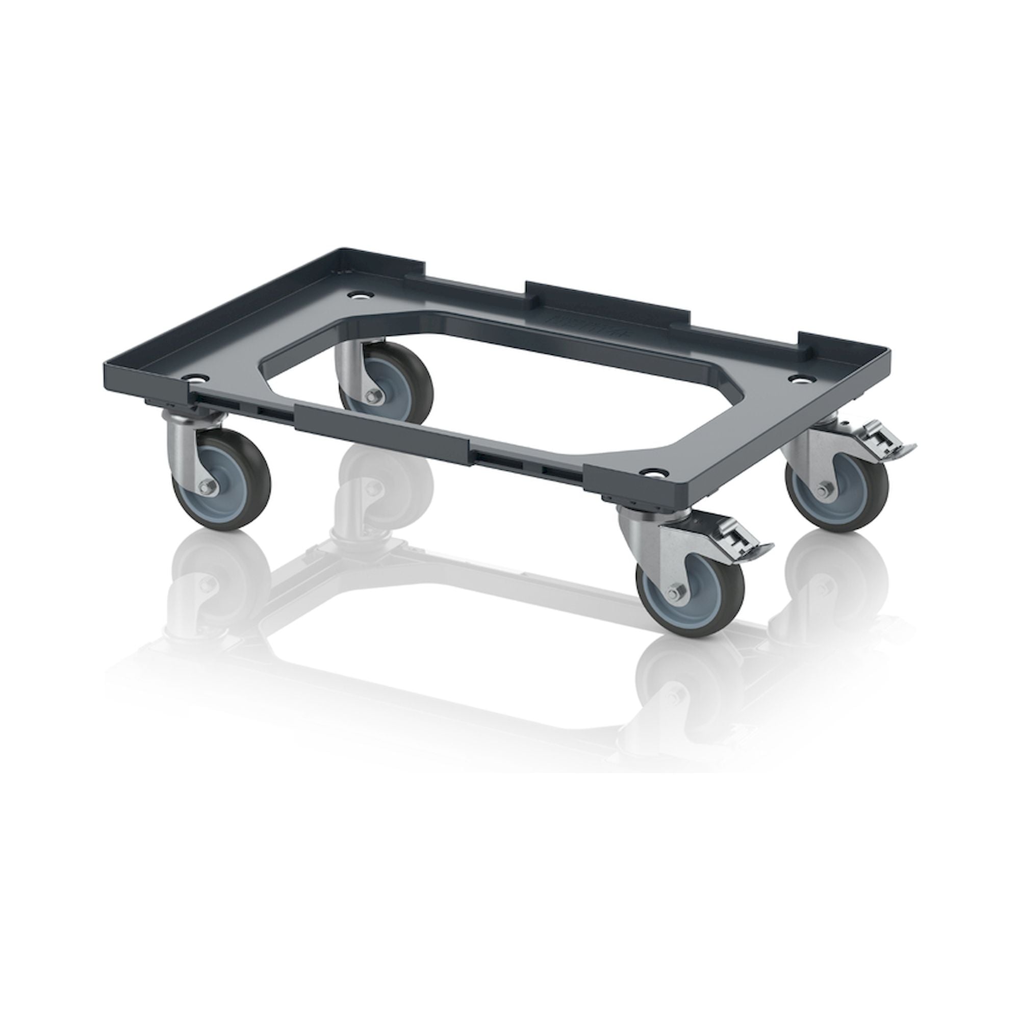 Auer RO V 64 GU FE.L-7016. Transportroller Kompakt mit Verknüpfungssystem und Gummirädern