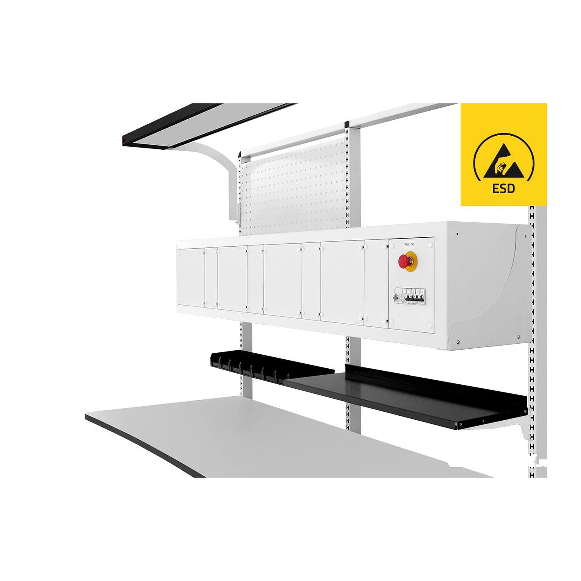 ESD-RACK-Schrank 19 Zoll 6 HE, 1800 x 340 x 350 mm, mit Sicherheitsmodul - Reeco RF-022-1809-9003
