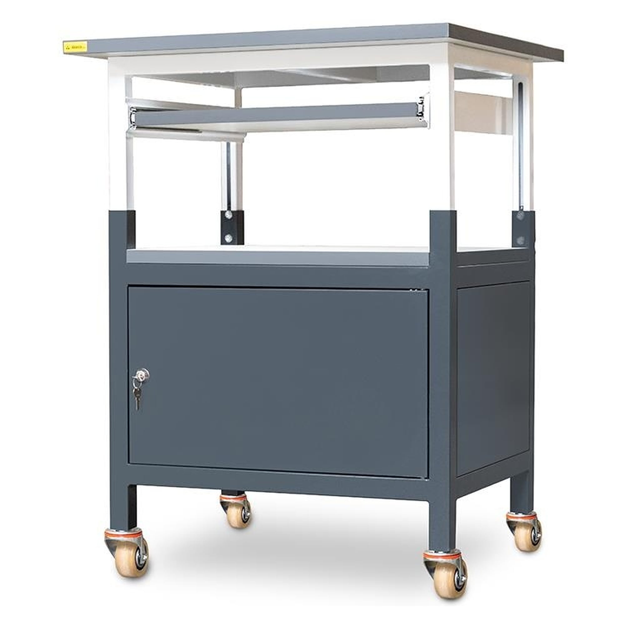 Mobiler ESD-Arbeitsplatz mit Schrank und Tastaturauszug, 750 x 750 mm - Reeco RF-028-750750-4-9003_1