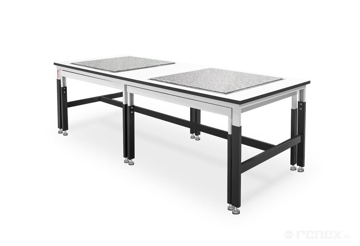 ESD-Schwingungsdämpfungstisch 2500 x 1000 mm mit zwei Granitplatten 800 x 800 mm - Reeco RF-030-25010-9003