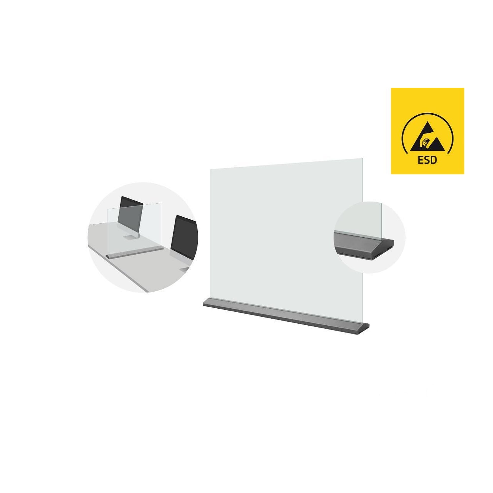 Tischtrennwand aus Einscheibensicherheitsglas, 750 x 500 mm - Reeco RF-033-3001-7021