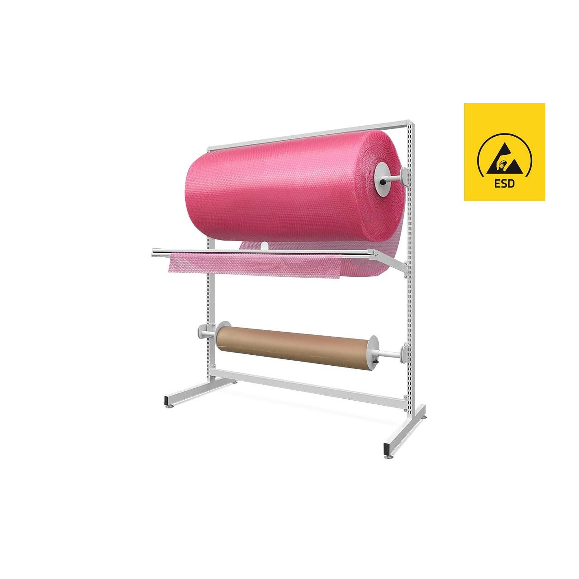 Modularer ESD-Packplatzaufbau 1530 mm mit Schneideschiene und 2 Abrollern - Reeco RF-0340-1530-9003