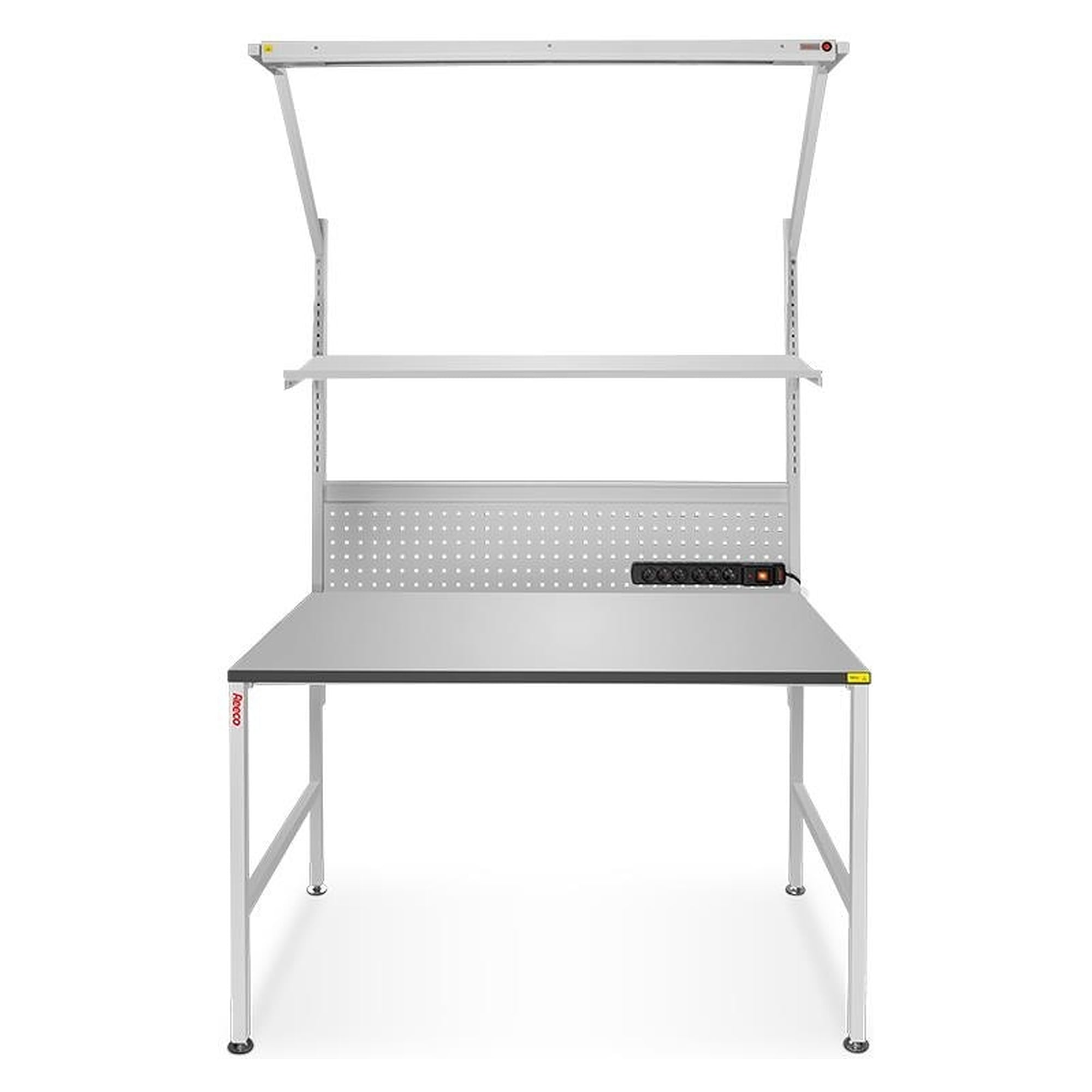 ESD-Arbeitsplatz ECO komplett, 1330 x 700 mm, mit Beleuchtung und Stromleiste - Reeco RF-041-13370-9003