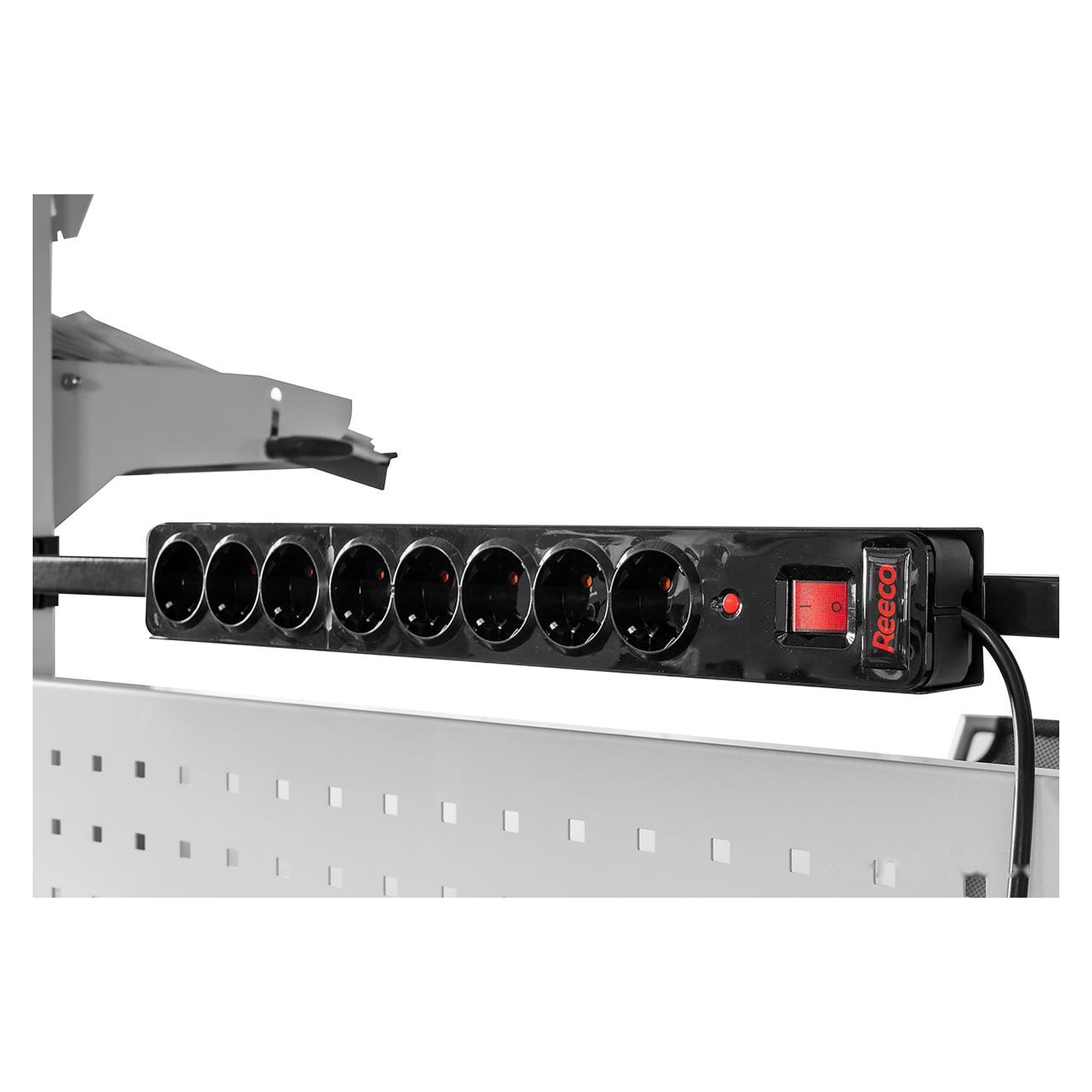 ESD-Steckdosenleiste Schuko 10 A, 8 Steckdosen, 750 mm, waagerechte Montage - Reeco RF-LZ-10A8G-3_W0213-750