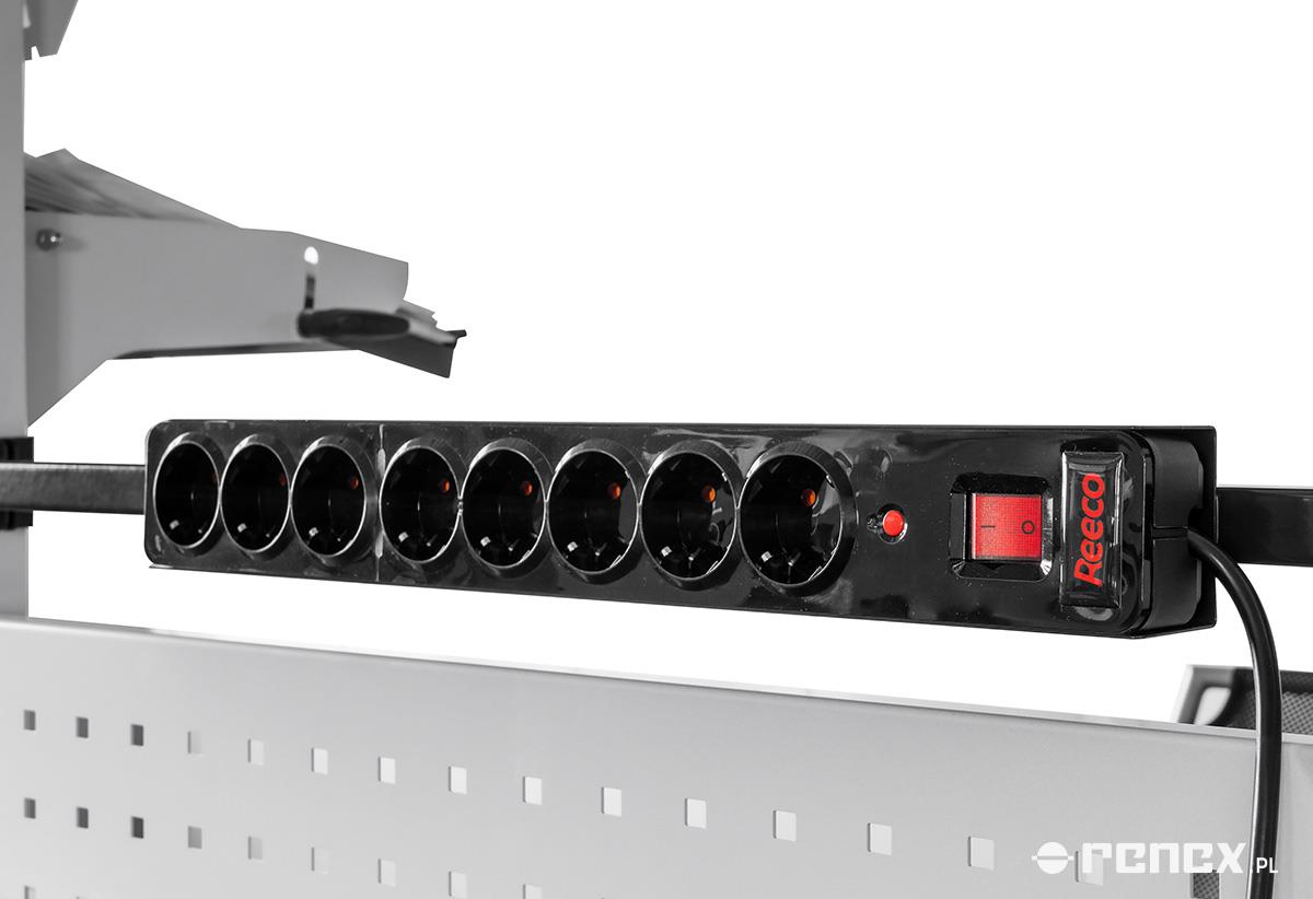 ESD-Steckdosenleiste Schuko 10 A, 8 Steckdosen, 900 mm, waagerechte Montage - Reeco RF-LZ-10A8G-3_W0213-900