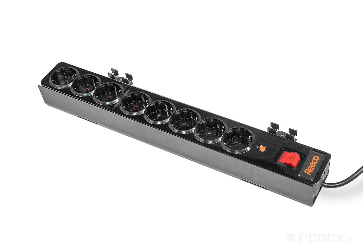 ESD-Steckdosenleiste Schuko 10 A, 8 Steckdosen, Zuleitung 3 m - Reeco RF-LZ-10A8G-3_W0213