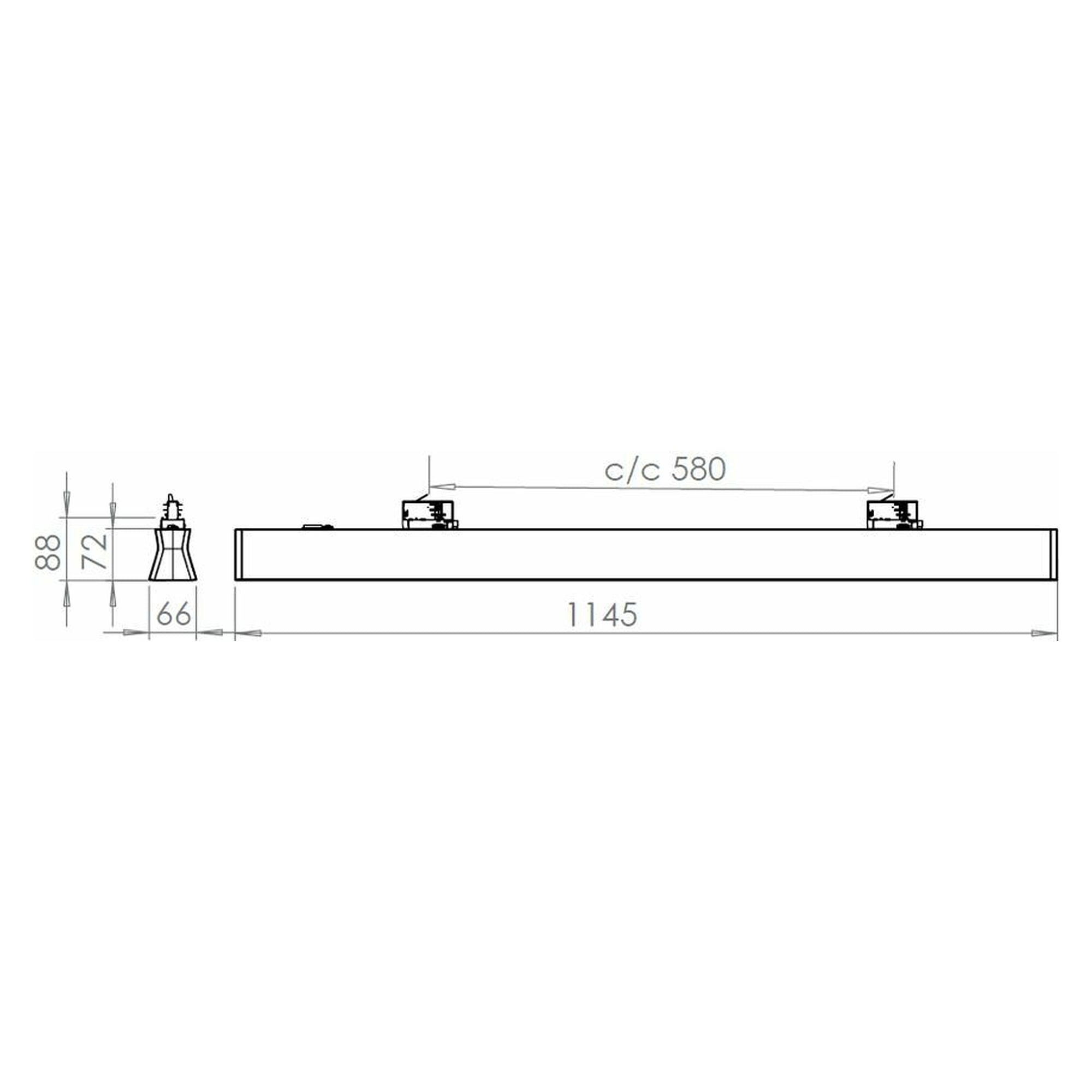 Glamox S90-LINE spotlight, 4785 lm, 4000 K (Ra 90), switchable