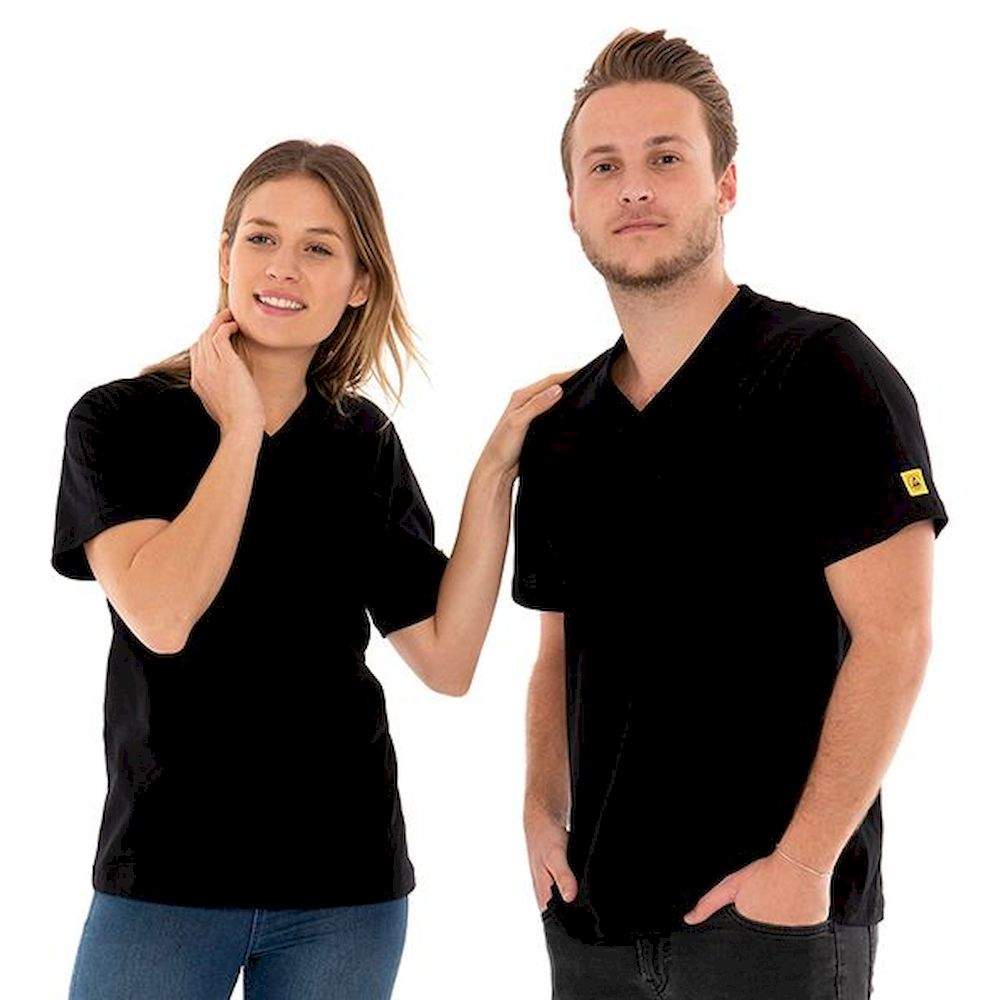 SAFEGUARD SG-TS-SCH-150-K20-TASCHE-XXL. ESD-T-Shirt V-Ausschnitt schwarz, Brusttasche, 150g/m², 2XL