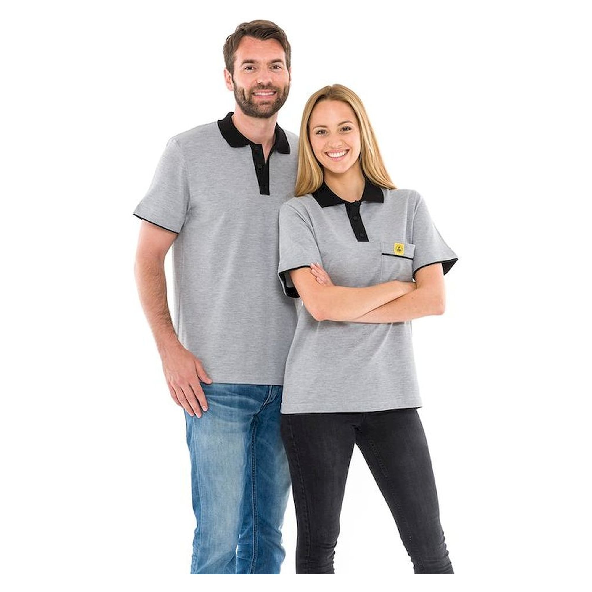 Safeguard SG-PS-HGSCH-210-K30-PRO Plus-XL. ESD-Poloshirt 210g/m² hellgrau/schwarz, XL