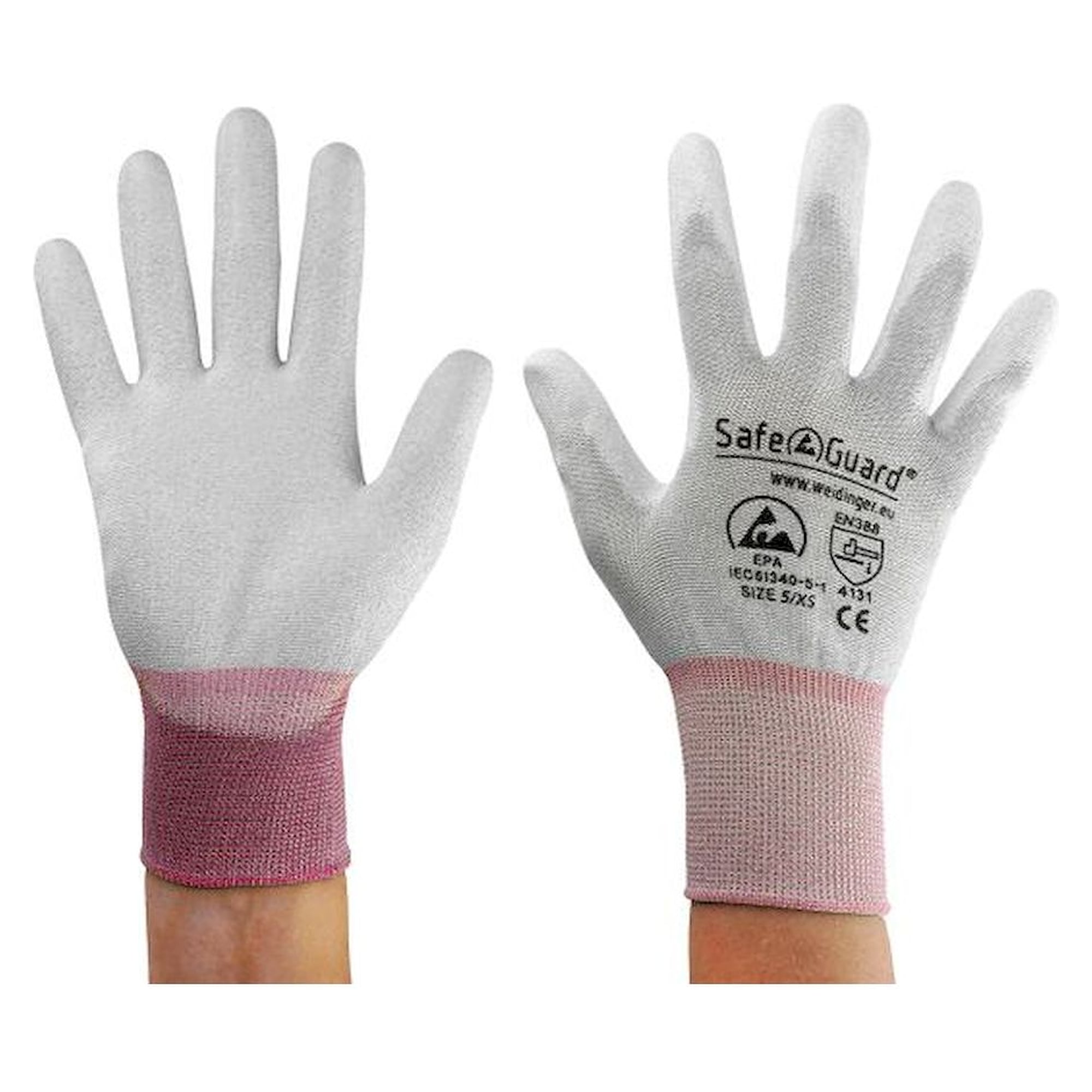 Safeguard SG-HS-GR-NY-L-SG-GREY-JCA-302-XS. ESD glove grey/berry, coated palms, nylon/carbon, XS
