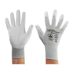 Safeguard SG-HS-GR-NY-L-SG-GREY-JCA-302-S. ESD Handschuh grau/weiß, beschichtete Handflächen, Nylon/Carbon, S