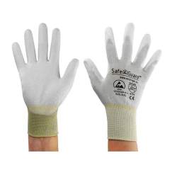 Safeguard SG-HS-GR-NY-L-SG-GREY-JCA-302-XL. ESD Handschuh grau/gelb, beschichtete Handflächen, Nylon/Carbon, XL