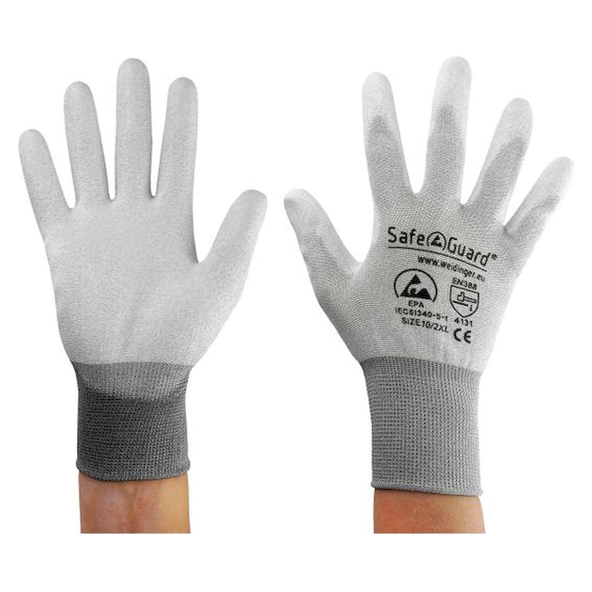 Safeguard SG-HS-GR-NY-L-SG-GREY-JCA-302-XXL. ESD glove grey/dark grey, coated palms, nylon/carbon, XXL