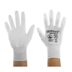 Safeguard SG-HS-WE-NY-L-SG-WHITE-JNW-302-S. ESD Handschuh weiß, beschichtete Handflächen, Nylon/Carbon, S
