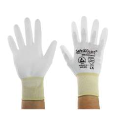 Safeguard SG-HS-WE-NY-L-SG-WHITE-JNW-302-XL. ESD Handschuh weiß/gelb, beschichtete Handflächen, Nylon/Carbon, XL