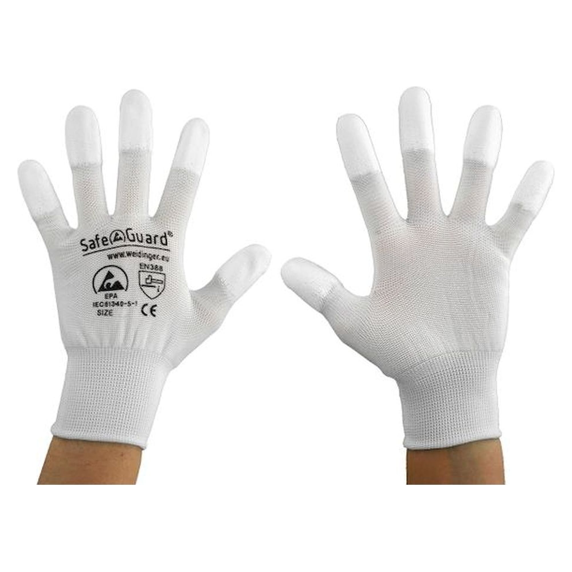 Safeguard SG-HS-WE-NY-L-SG-WHITE-JNW-202-S. ESD glove white, coated fingertips, S