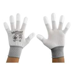 Safeguard SG-HS-WE-NY-L-SG-WHITE-JNW-202-L. ESD Handschuh weiß/grau, beschichtete Fingerkuppen, L