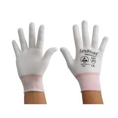 Safeguard SG-HS-WE-NY-L-SG-WHITE-JNW-100-XS. ESD Handschuh weiß/orange, ohne Beschichtung, XS