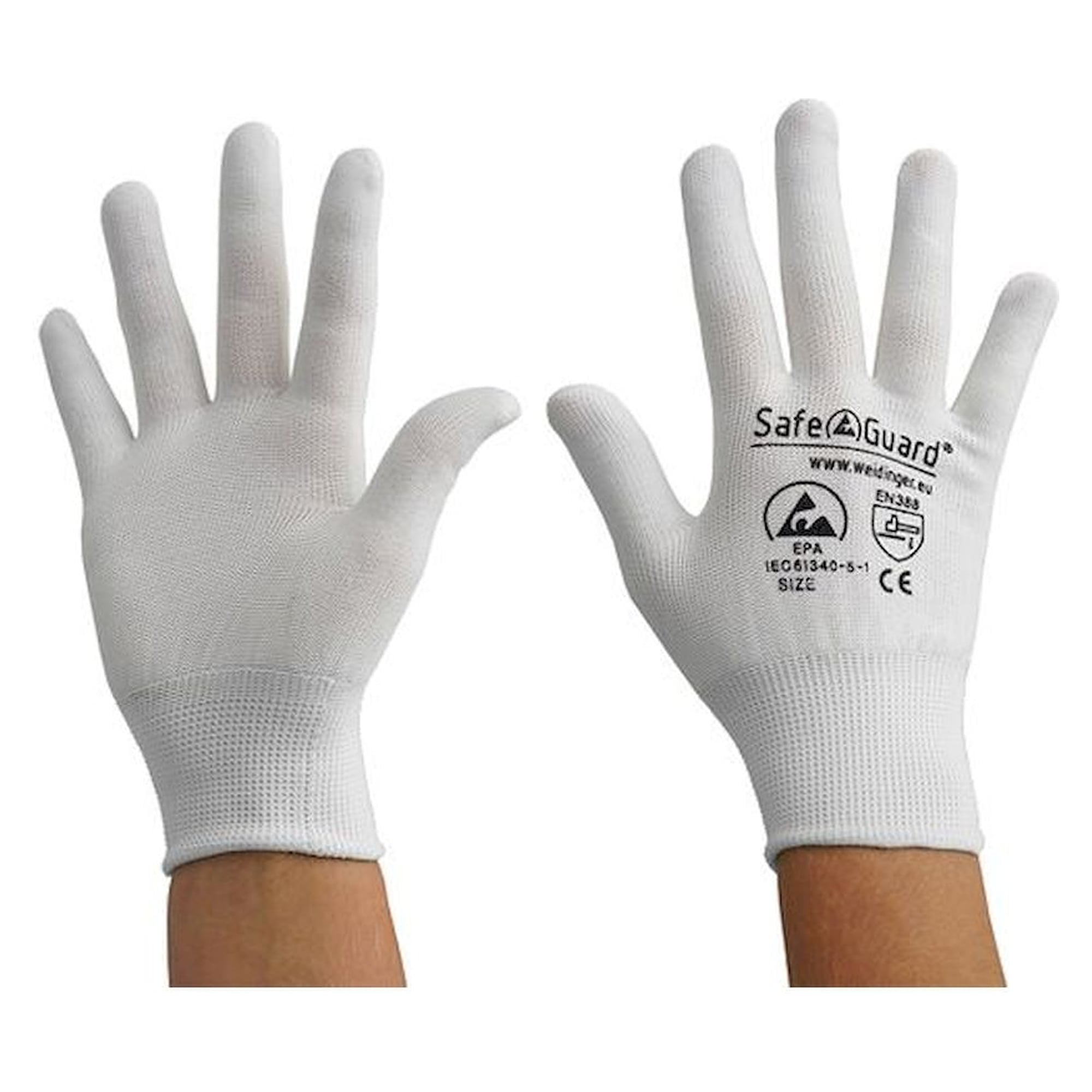Safeguard SG-HS-WE-NY-L-SG-WHITE-JNW-100-S. ESD glove white, without coating, S