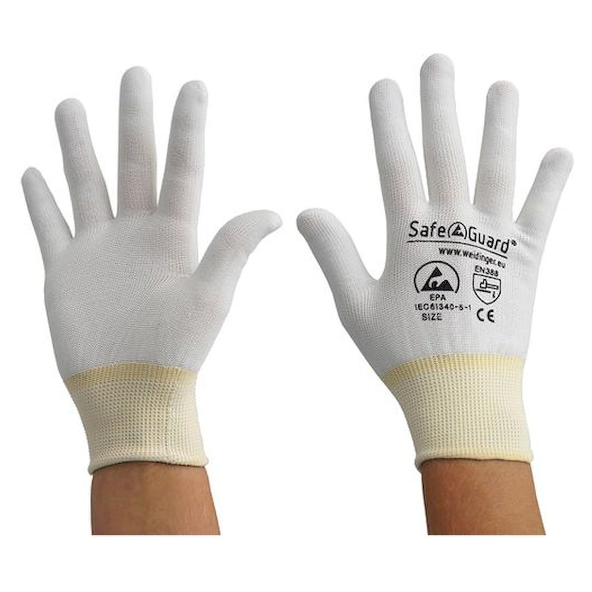 Safeguard SG-HS-WE-NY-L-SG-WHITE-JNW-100-XL. ESD glove white/yellow, without coating, XL