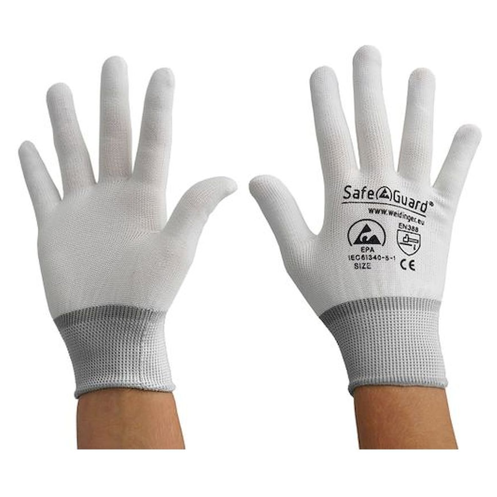 Safeguard SG-HS-WE-NY-L-SG-WHITE-JNW-100-XXL. ESD glove white/grey, without coating, XXL