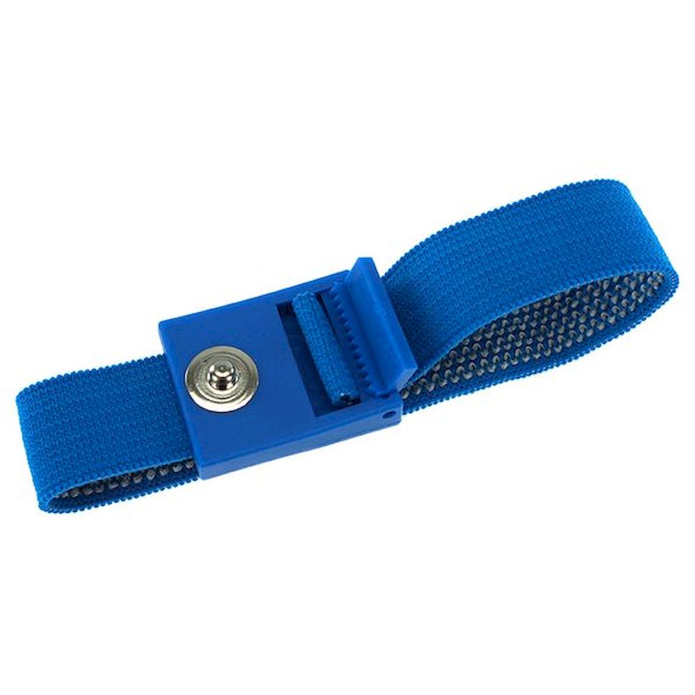 ESD-Armband hellblau, 3 mm Druckknopf, verzahnter Verschluss