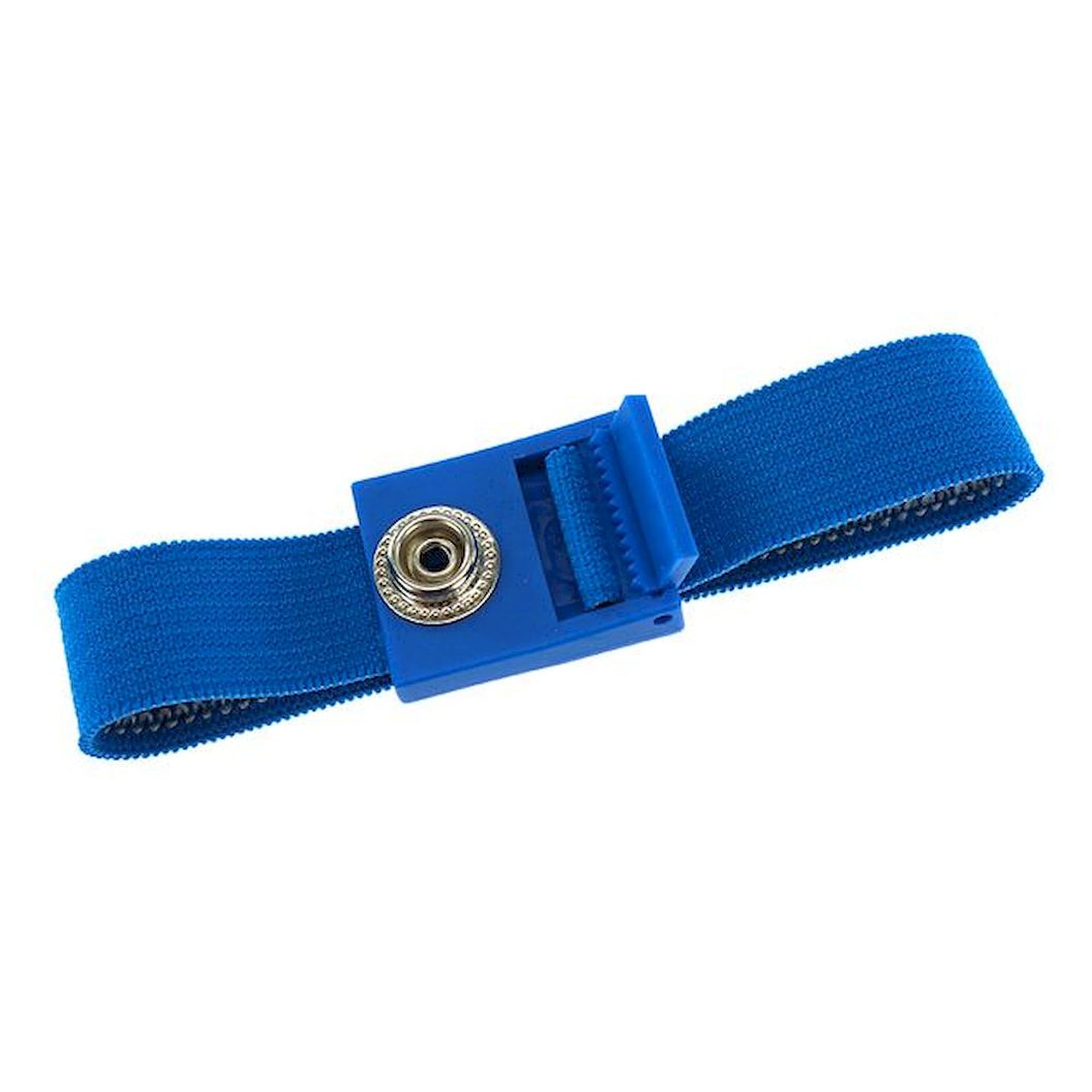 ESD-Armband hellblau, 10 mm Druckknopf, verzahnter Verschluss