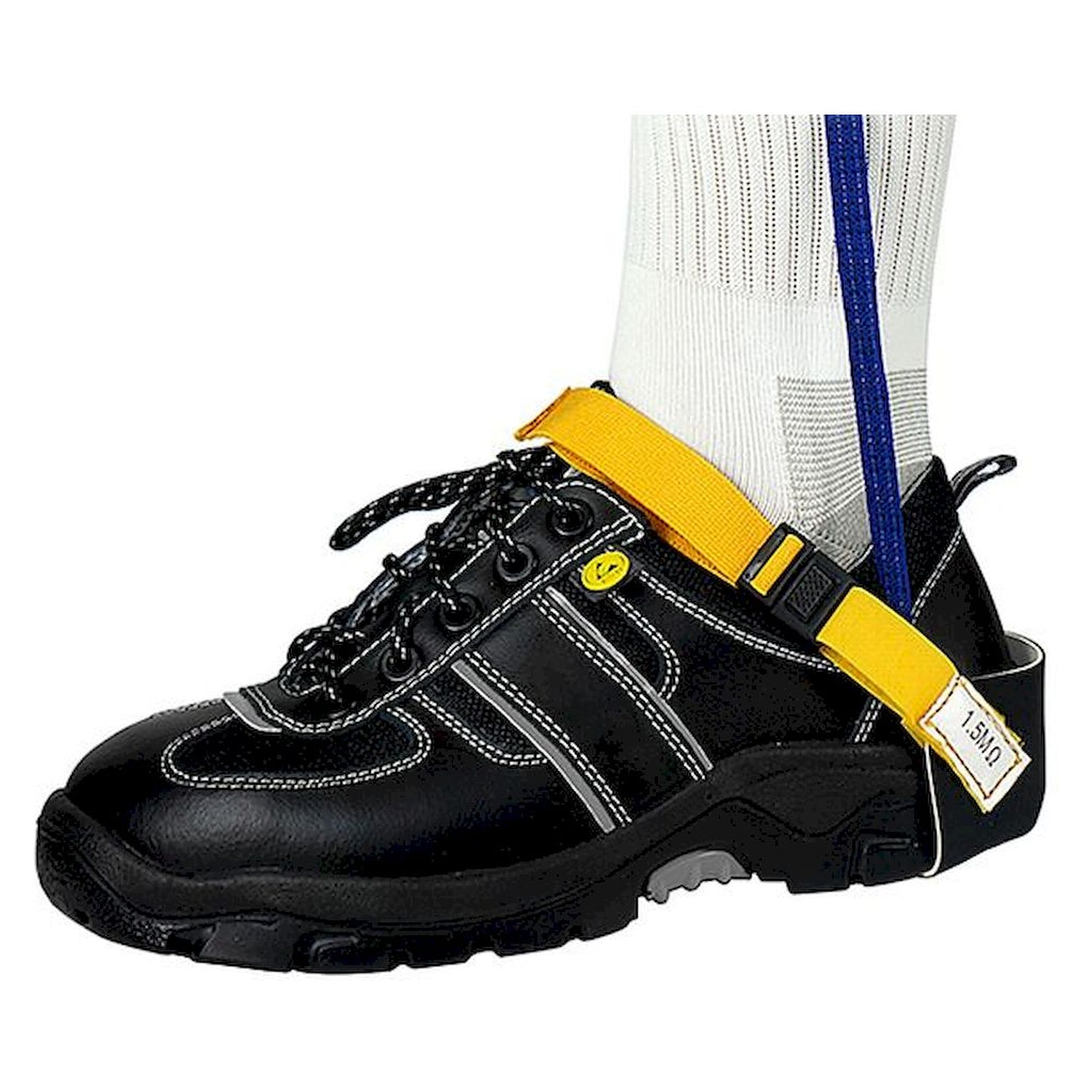 ESD Fersenband mit Clipverschluss, 1,5 MOhm, gelb/blau