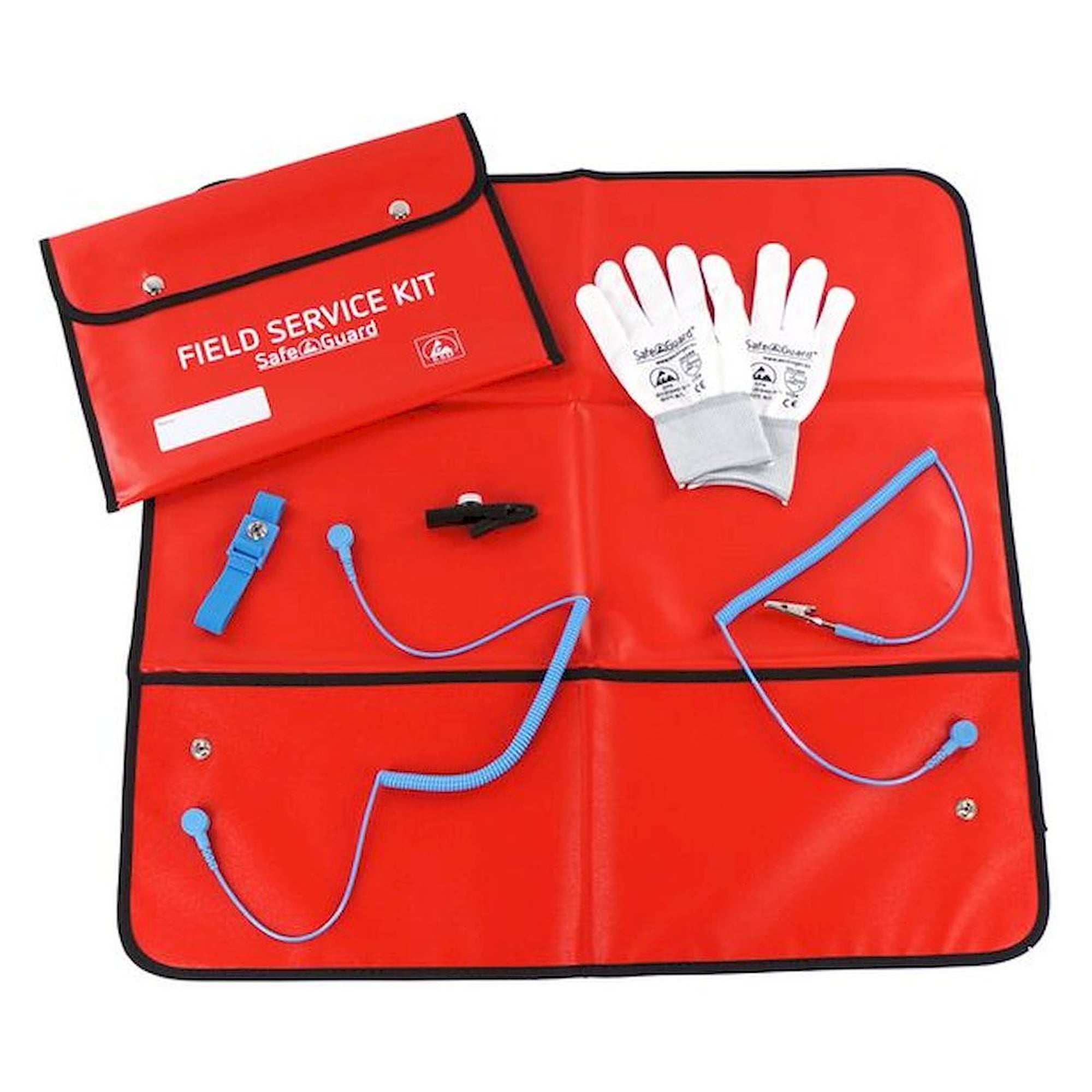 ESD Service Kit, Handschuhe, isolierte Krokoklemme, rot