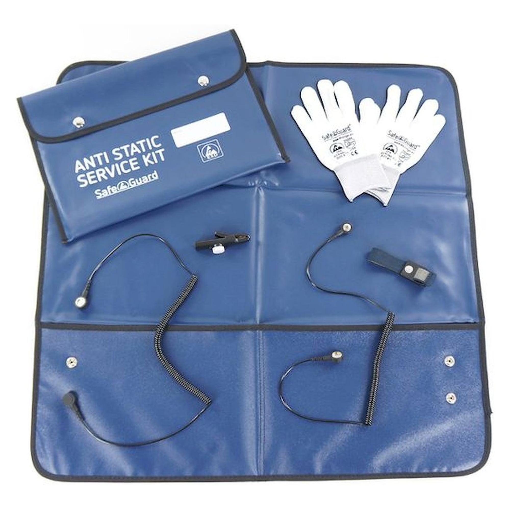 ESD Service Kit SWISS, Handschuhe, isolierte Krokoklemme, blau