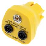 Safeguard SG-ES-10DK-GE. ESD earthing plug, 1x10 mm push button, yellow