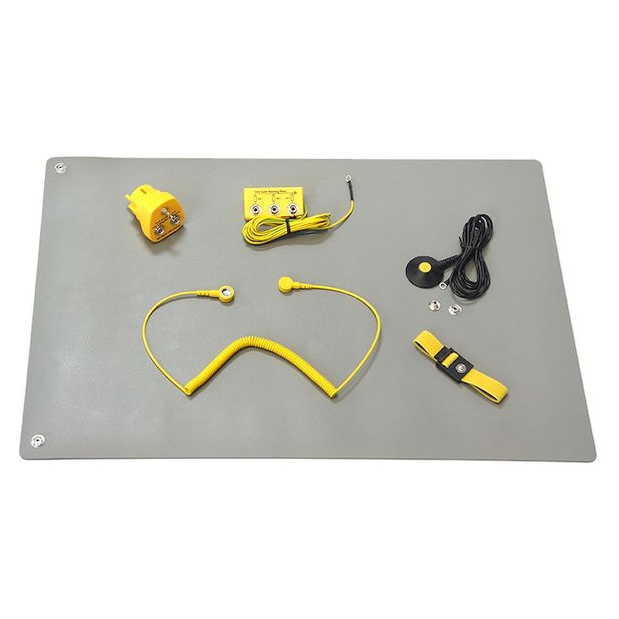 Safeguard SG-TMS-GR-GL-XS PRO Plus-2DK-400X600X2. ESD table mat set XS Pro Plus, 600x400 mm, 6 pieces, 2x 10mm push button