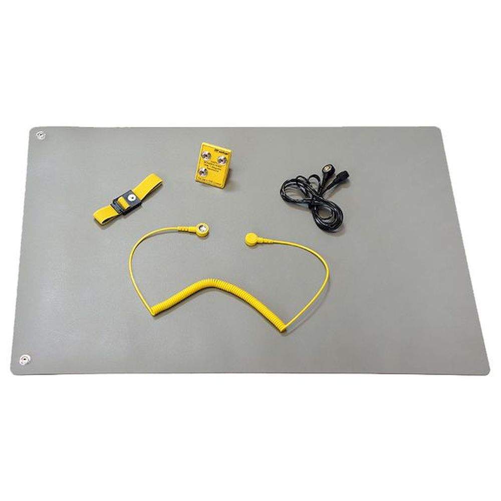 Safeguard SG-TMS-GR-GL-XS PRO SWISS-3DK-400X600X2. ESD table mats set XS Pro Swiss, 600x400 mm, Swiss earthing plug, 5 pieces