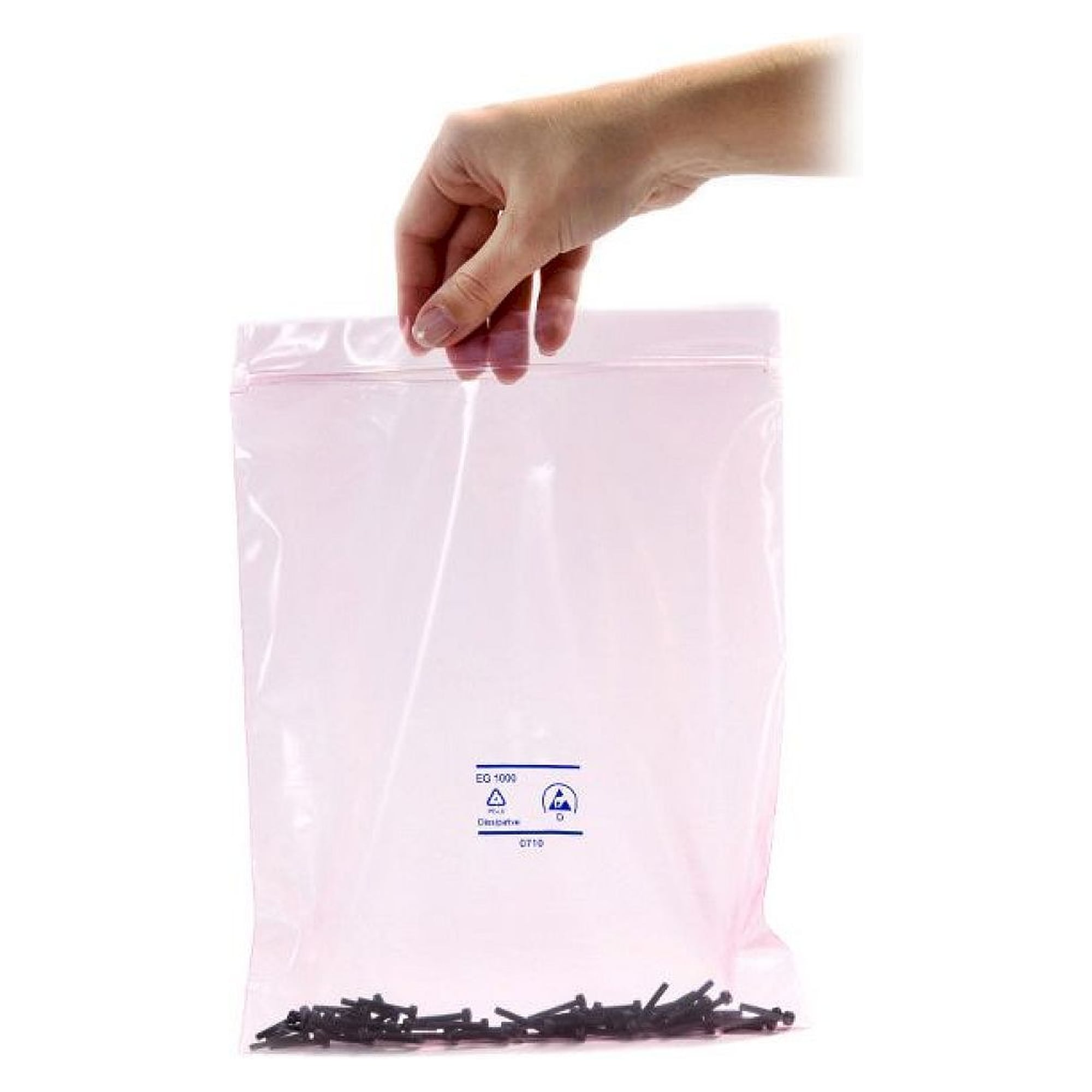 Safeguard SG-BEZ-ROSA-ABL-0,09-100X76. ESD-Beutel rosa ableitend, mit Zip-Verschluss, 76x100 mm, Stärke 0,09 mm, 100 Stück