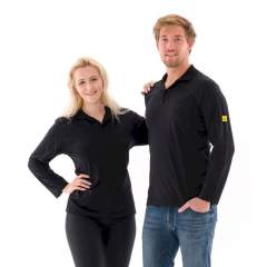 polo shirt, long-sleeved, 150g/m2, left  Sleevewith ESD symbol, black, size 5XL
