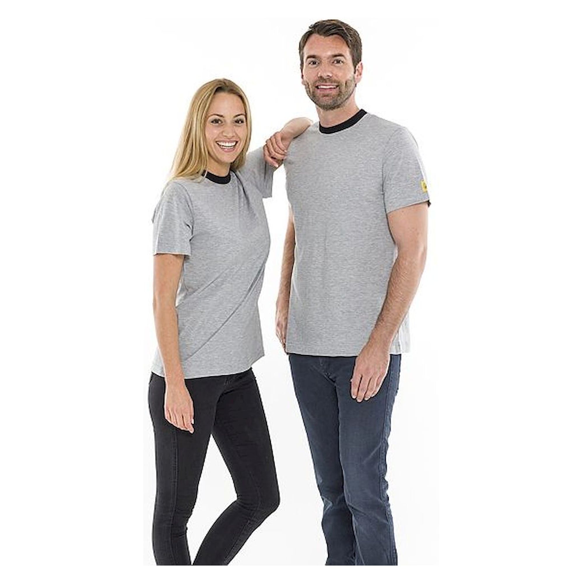 Safeguard TKO-TS15-GA3XL-FARBIG. ESD-T-Shirt, rundhals, kurzarm, hellgrauer Kragen, Single Jersey ESD Logo, hellgrau, Größe 3XL