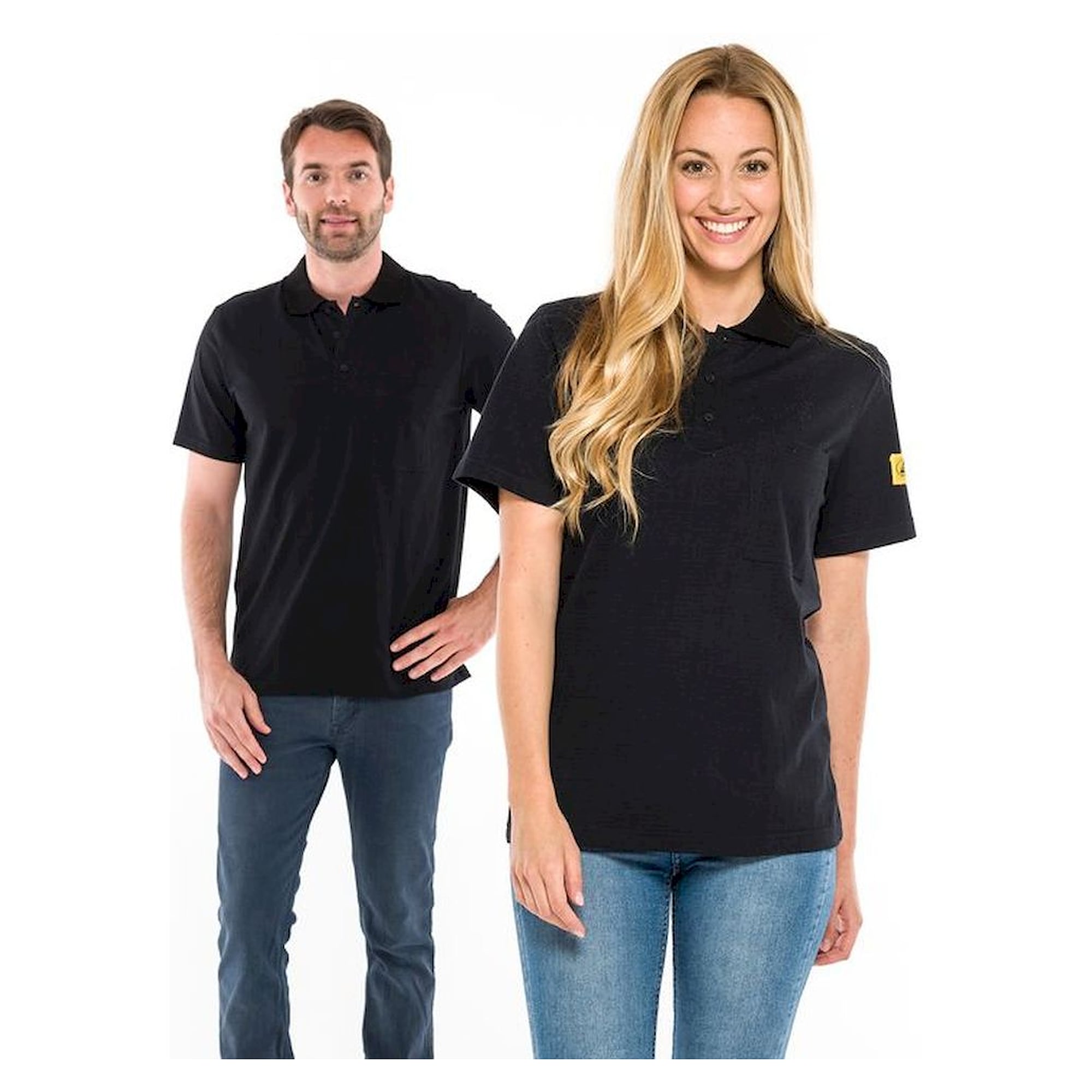 SAFEGUARD SG-PS-SCH-210-KOB-UNI-XS. ESD-Poloshirt (ohne Brusttasche), unisex, 210g/m², mit ESD Symbol, schwarz, Größe XS