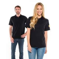 SAFEGUARD SG-PS-SCH-210-KOB-UNI-XS. ESD polo shirt (without breast pocket), unisex, 210g/m², with ESD symbol, black, size XS