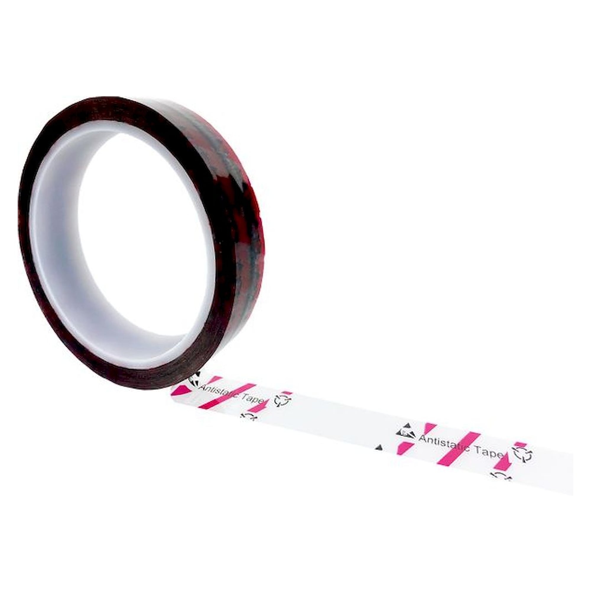ESD-Klebeband, transparent/rot, 18mmx36m, mit ESD-Warnsymbol