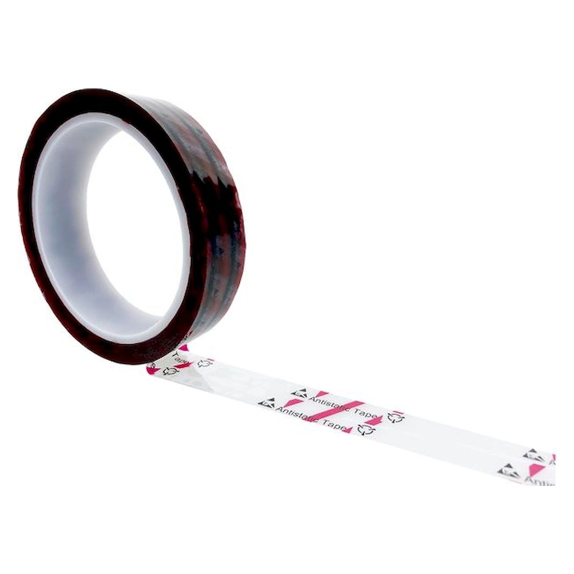 ESD-Klebeband, transparent/rot, 24mmx36m, mit ESD-Warnsymbol
