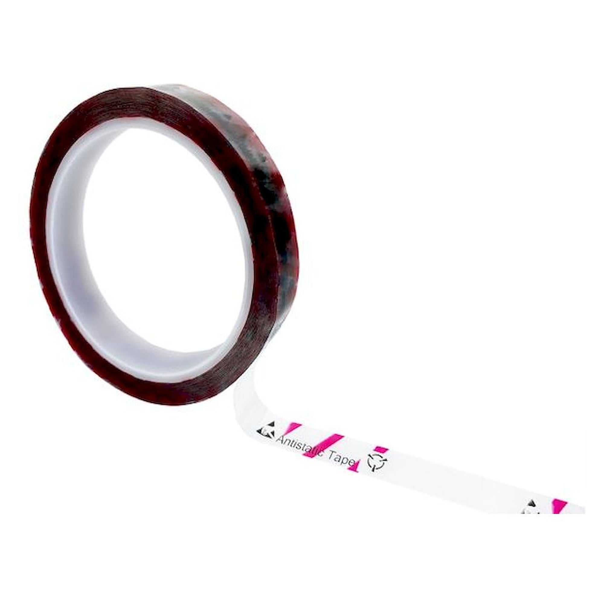ESD-Klebeband, transparent/rot, 12mmx36m, mit ESD-Warnsymbol