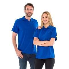 polo shirt, short-sleeved, 150g/m2, left  Sleevewith ESD symbol, royal blue, size 2XL