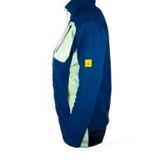 SAFEGUARD SG-FC-MBMI-FL-L40-W-M. ESD fleece jacket with long zip, unisex, navy blue/mint, M