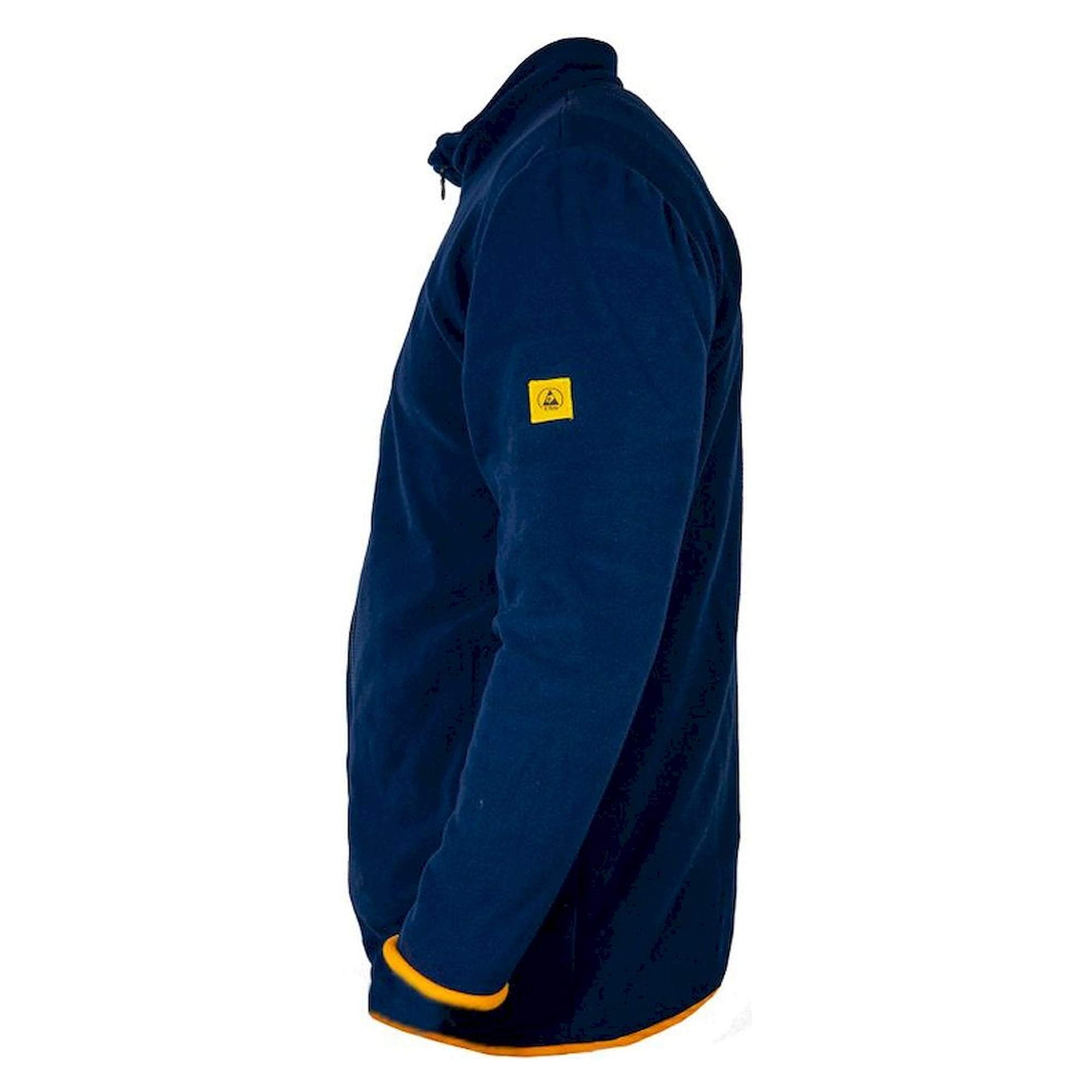 SAFEGUARD SG-FC-MBOR-FL-L40-UNI-3XL. ESD fleece jacket with long zip, unisex, navy blue/orange, 3XL